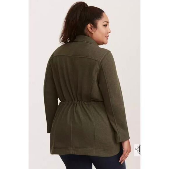 Torrid french terry knit utility zip shirt jacket shacket snap pockets plus 2X - Picture 6 of 10